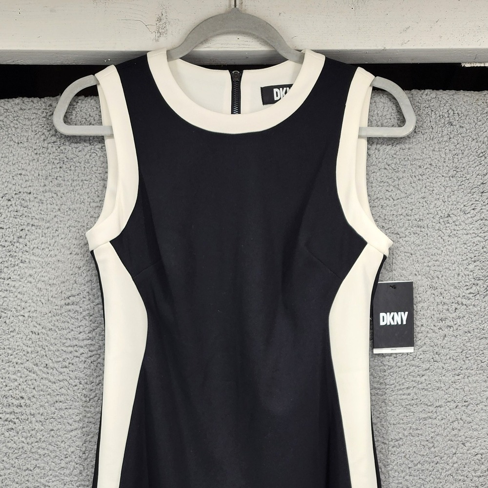 DKNY Womens Black Ivory Colorblock Sleeveless Sheath Dress Size 2 New With Tags - Picture 10 of 15